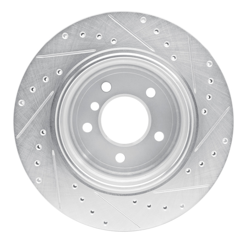BMW 530XI Brake Rotor (1) - Rear Left - R1 Concepts - Drilled & Slotted - Silver - `06-`10